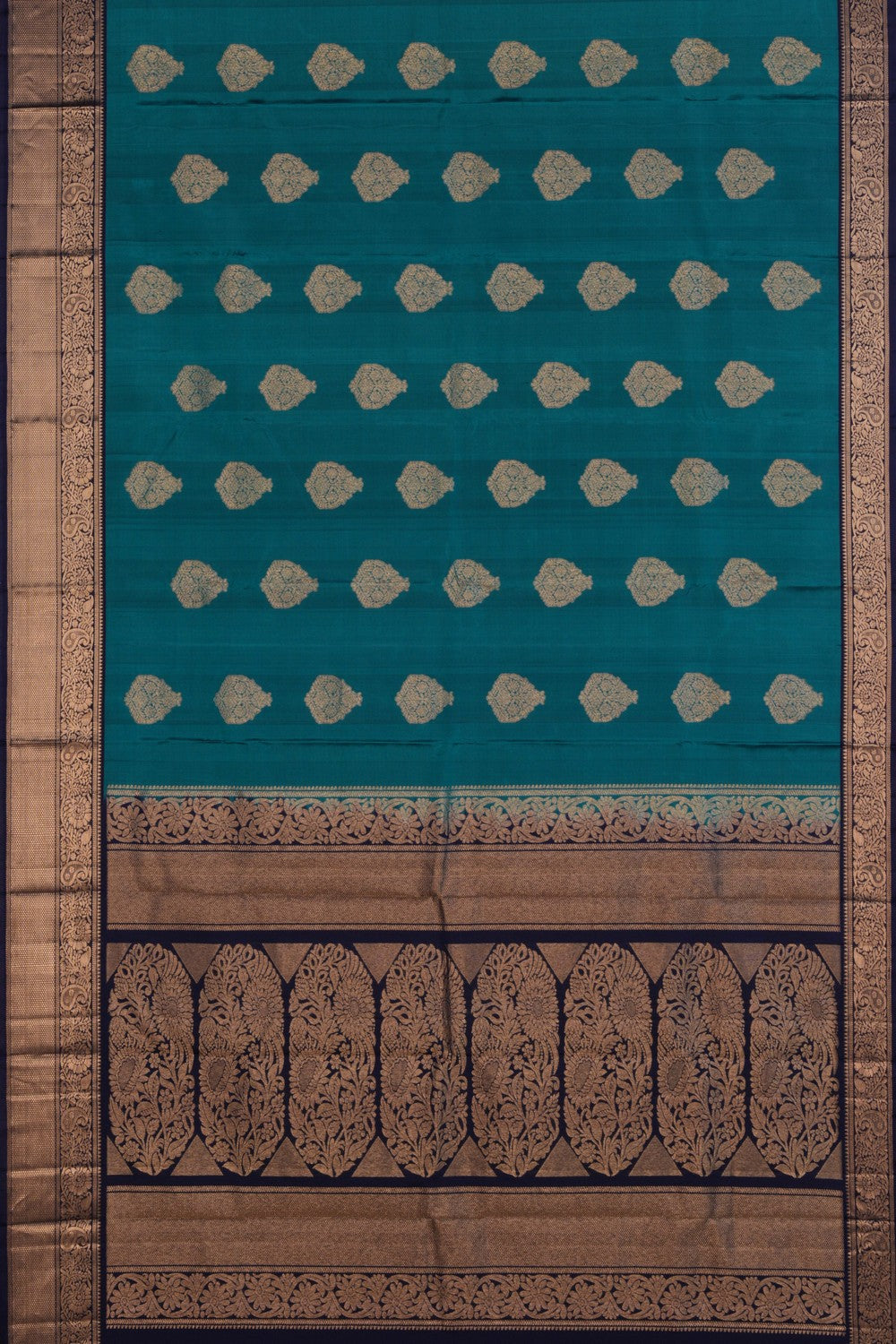 Image of Teal Green South Silk Saree